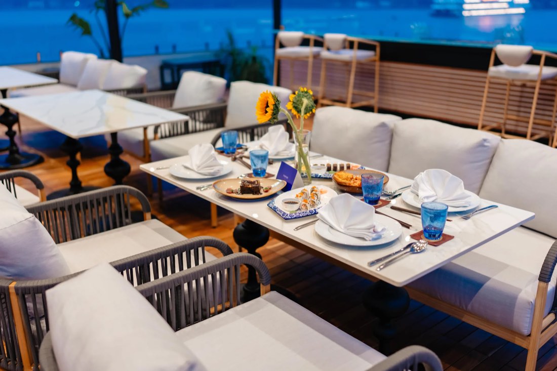 RA 11 superyacht onboard dining setup, Goa