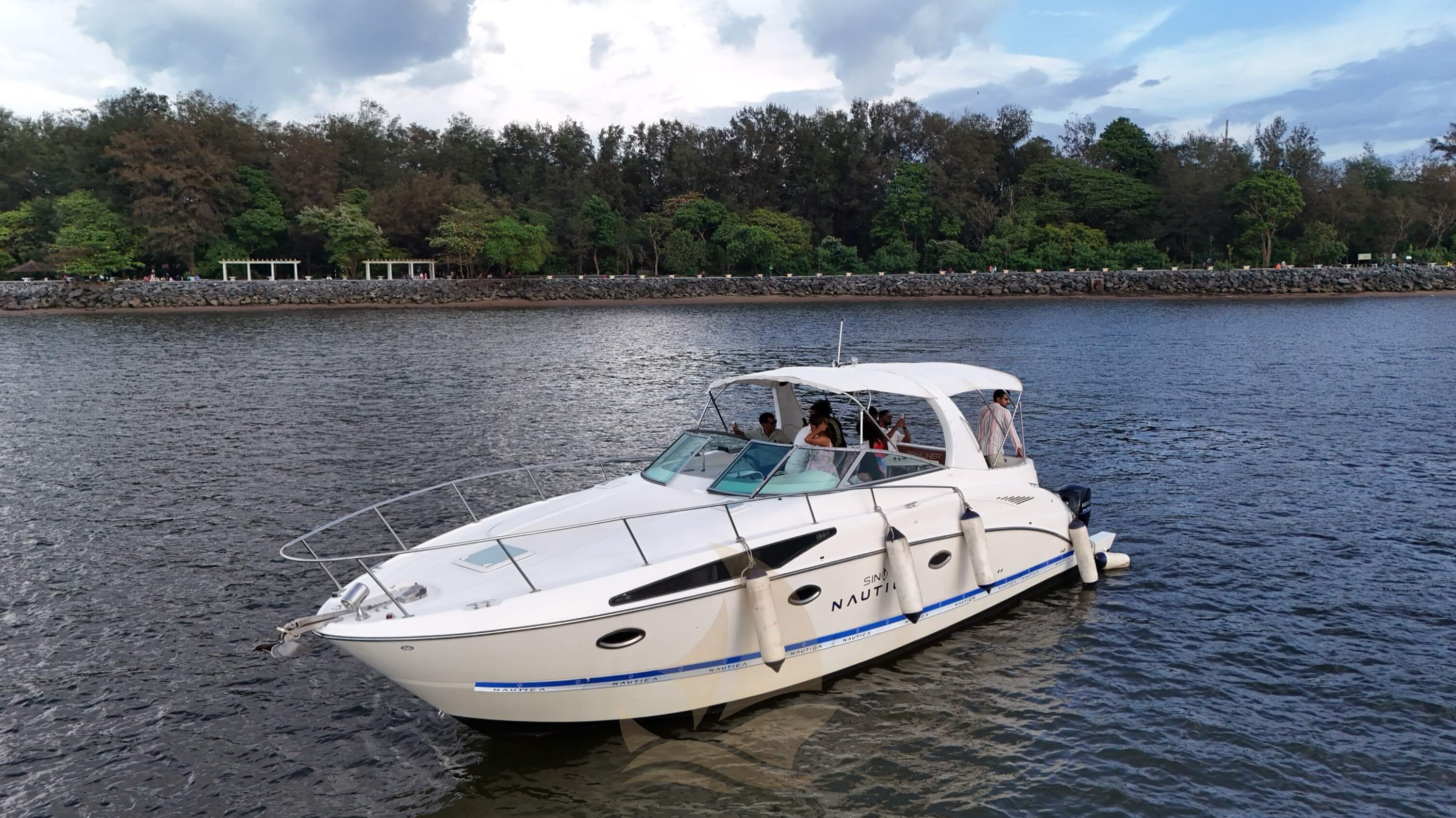 Aerial view of the Nautical Eagle on the Mandovi River